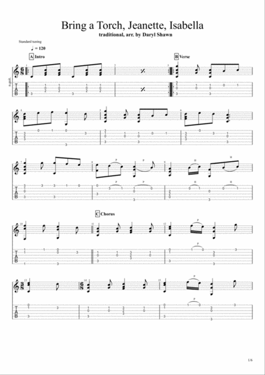 Bring a Torch, Jeanette, Isabella Acoustic Guitar scores gallery preview page 1