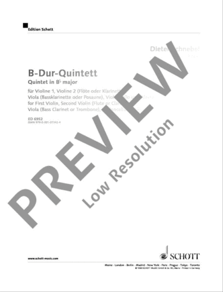 Quintet B flat Major Quintet B flat Major Bass Clarinet scores gallery preview page 2