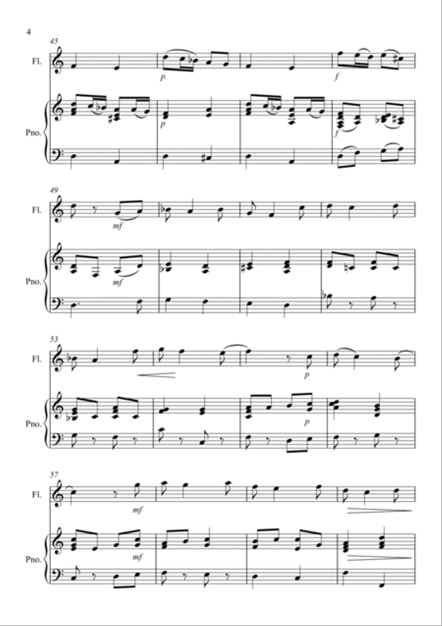 VIVALDI Sonata in C (ALLEGRO RV 48) for Flute and Piano Flute Solo scores gallery preview page 4