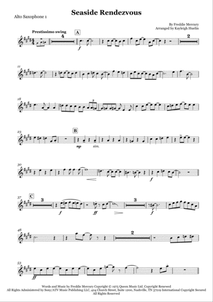 Seaside Rendezvous Saxophone Quartet scores gallery preview page 6