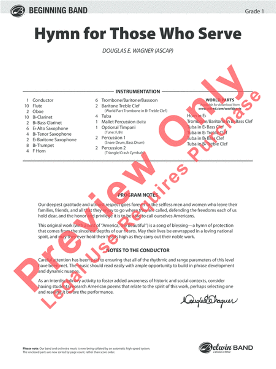 Hymn for Those Who Serve Concert Band scores gallery preview page 2