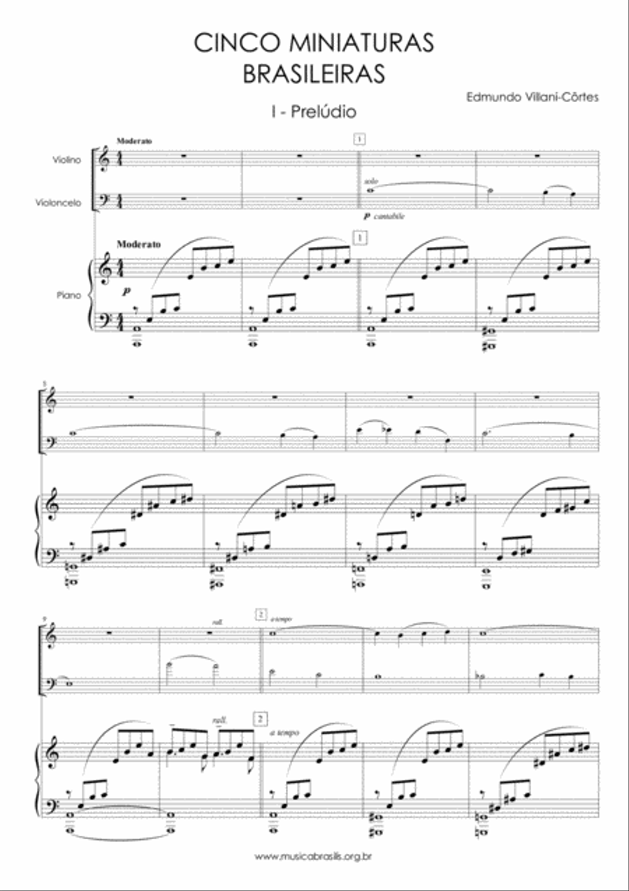 Cinco miniaturas brasileiras (violino, violoncelo e piano) Piano Trio scores gallery preview page 3