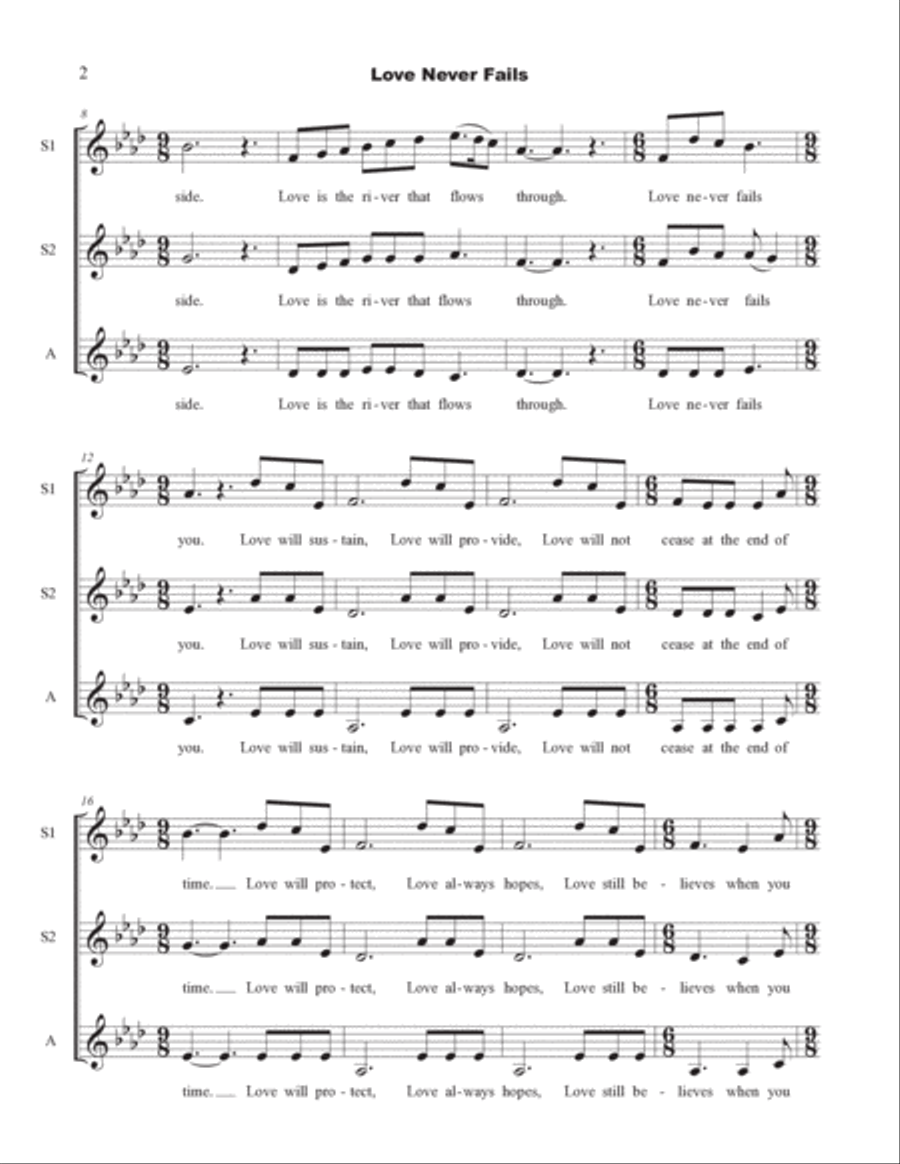 Love Never Fails SSA scores gallery preview page 2
