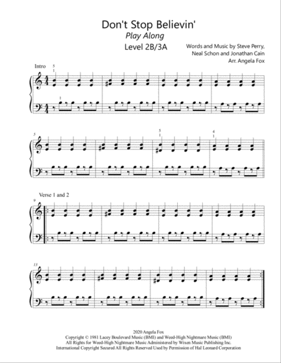 Don't Stop Believin' Don't Stop Believin' Easy Piano scores gallery preview page 2