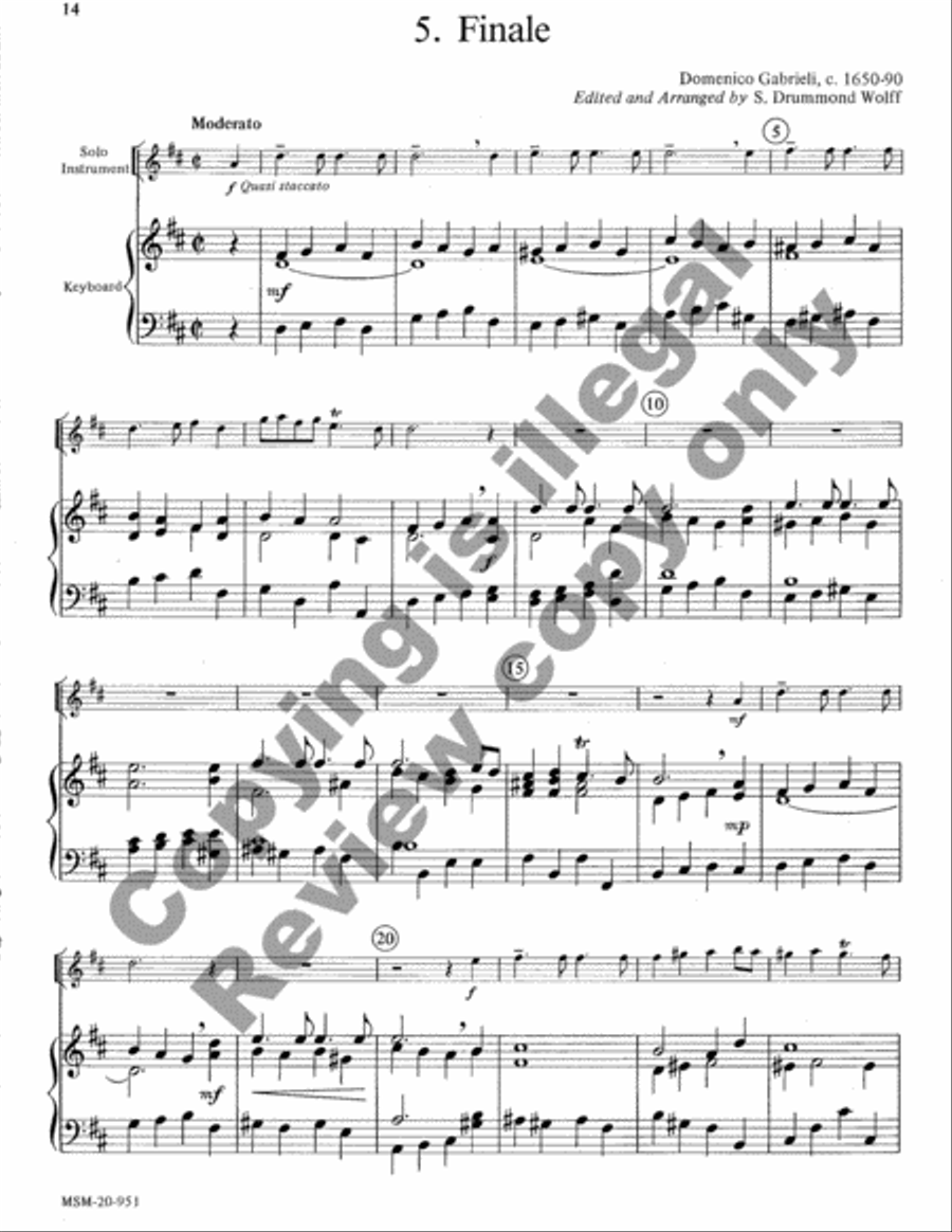Baroque Music for Solo Instrument & Keyboard, Set, II Easy Piano scores gallery preview page 8