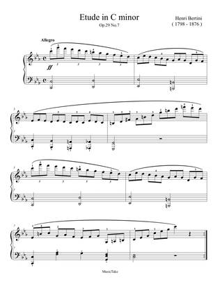 Book cover for Bertini Etude in C minor Op.29 No.7