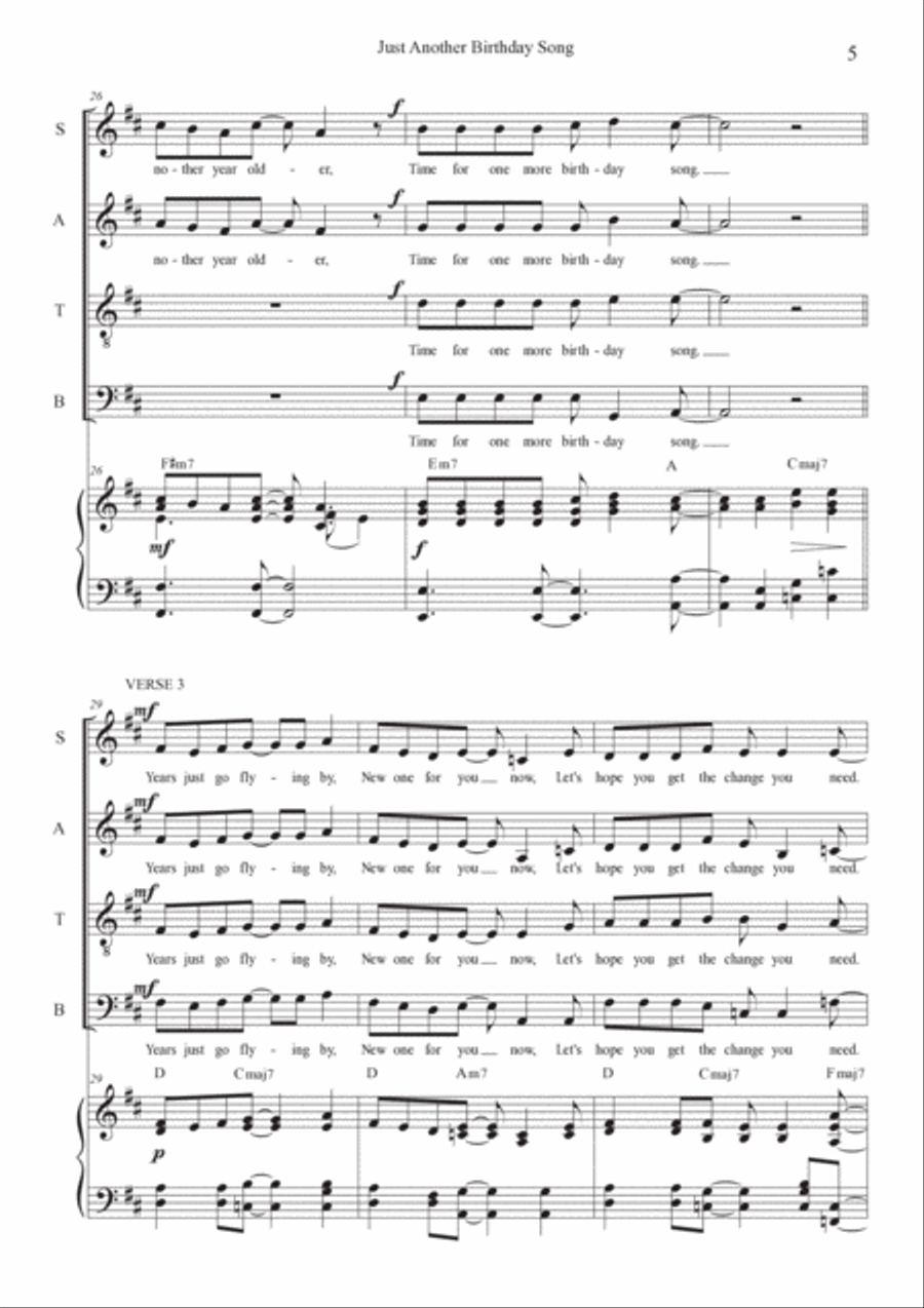 Just Another Birthday Song - SATB Edition 4-Part scores gallery preview page 5