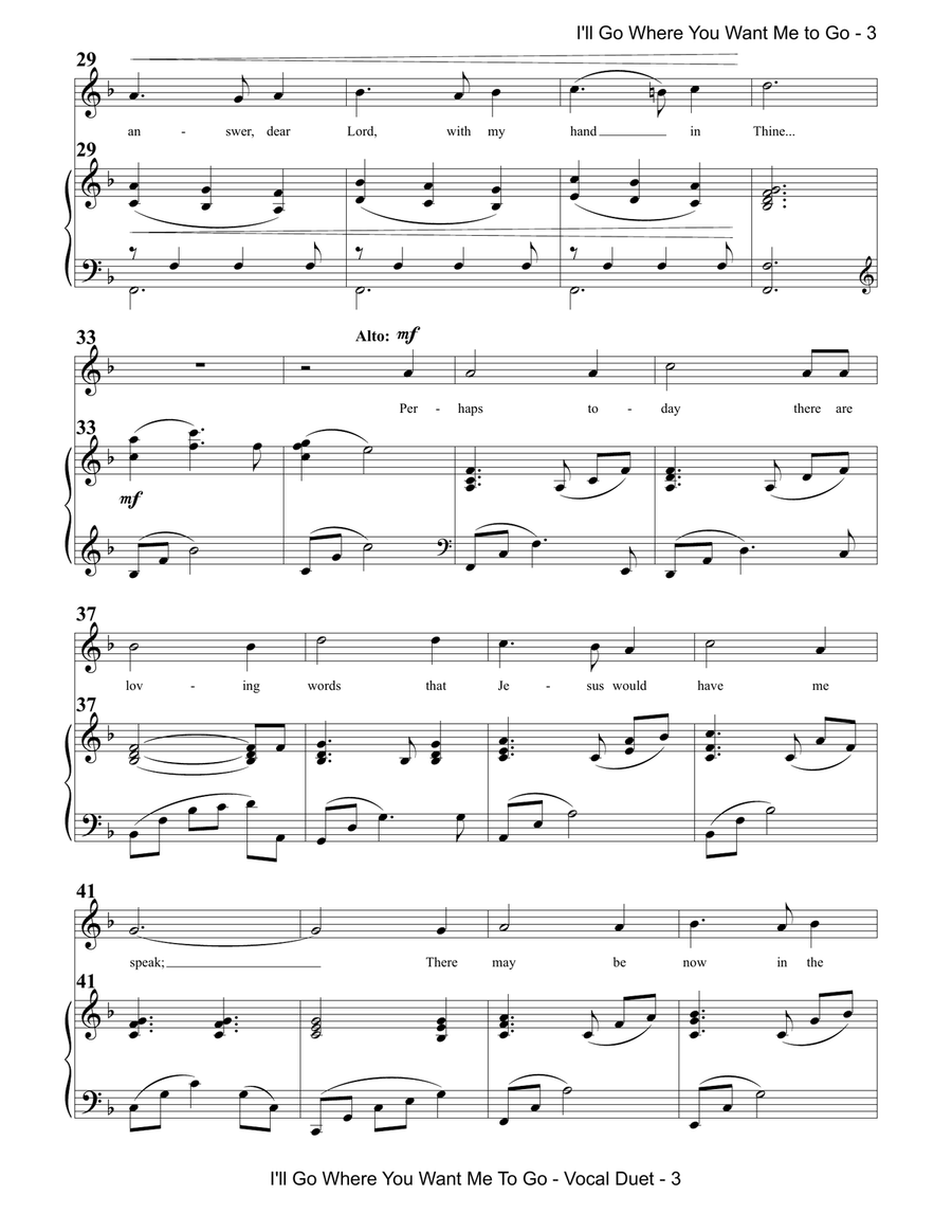 I'll Go Where You Want Me to Go (Vocal Duet) Piano, Vocal scores gallery preview page 3