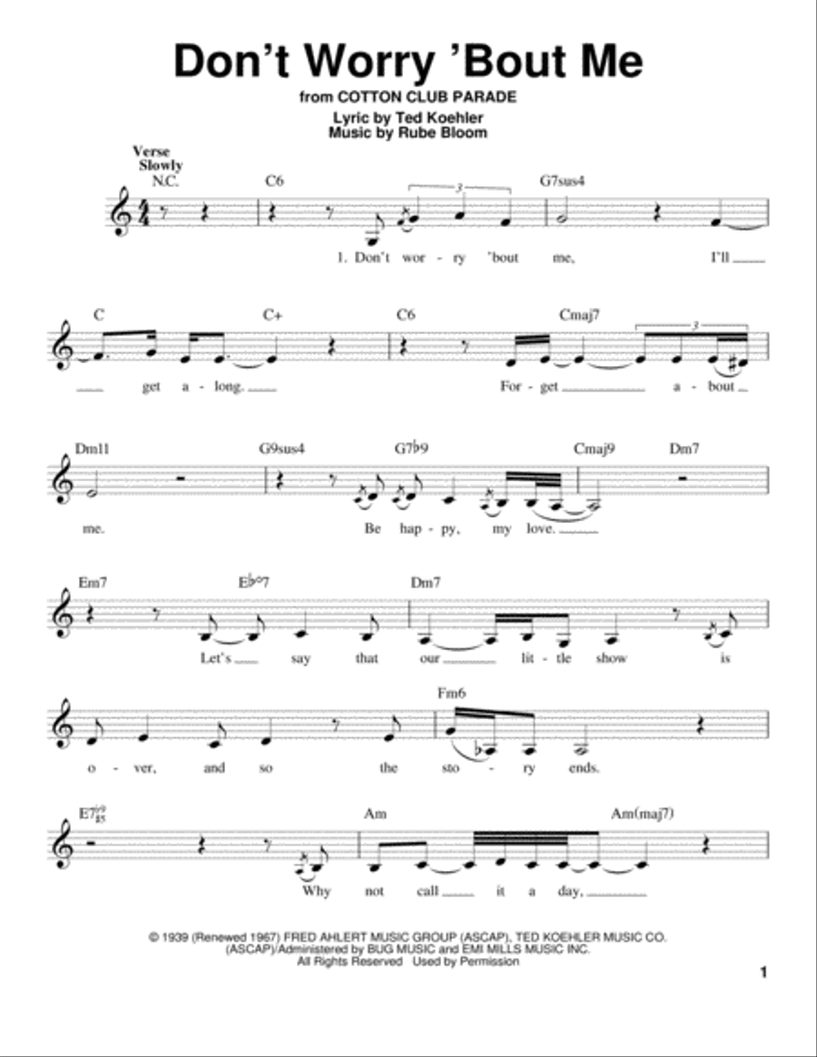 Don't Worry 'Bout Me Don't Worry 'Bout Me Voice scores gallery preview page 1