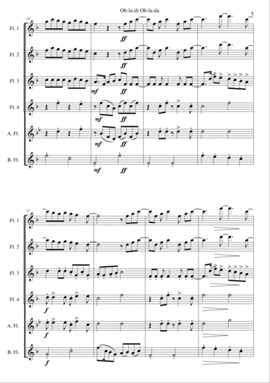 Ob-La-Di, Ob-La-Da Ob-La-Di, Ob-La-Da Woodwind Ensemble scores gallery preview page 5
