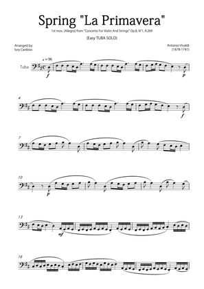 Book cover for "Spring" (La Primavera) by Vivaldi - Easy version for TUBA SOLO