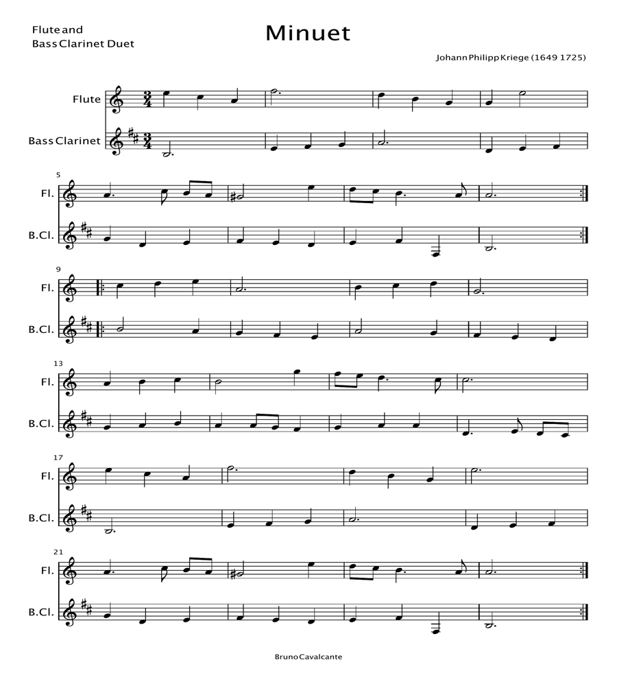 Minuet in A minor Johann Philipp Krieger Flute and Bass