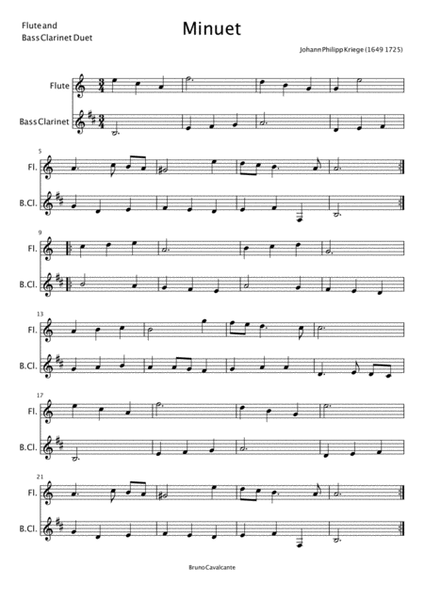 Minuet in A minor - Johann Philipp Krieger - Flute and Bass Clarinet Duet image number null