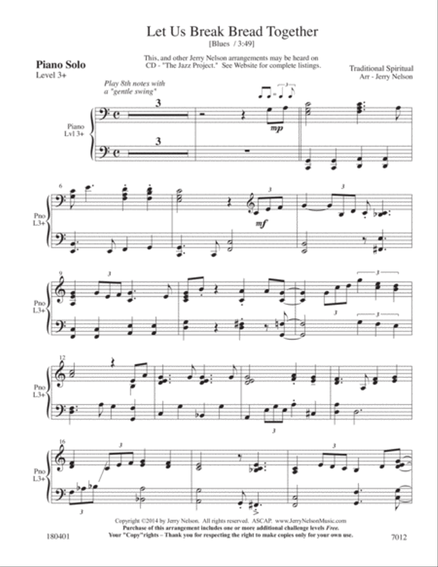 Let Us Break Bread Together (3 for 1 PIANO Arrangements) Jazz Ensemble scores gallery preview page 2