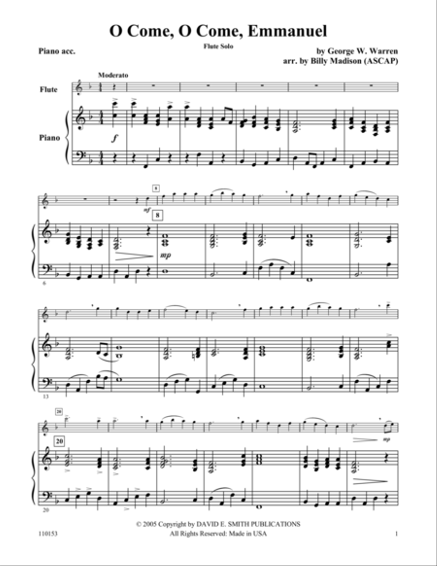 O Come, O Come Emmanuel Flute Solo scores gallery preview page 1