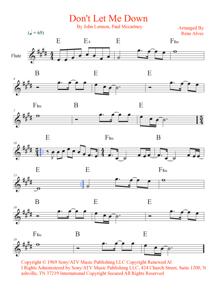 Don't Let Me Down Don't Let Me Down Flute Solo scores gallery preview page 1