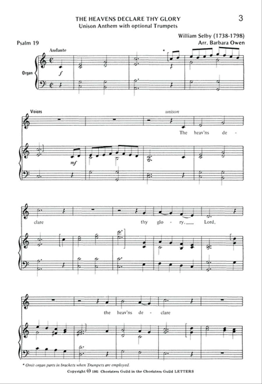 The Heavens Declare Thy Glory Unison Choir scores gallery preview page 3