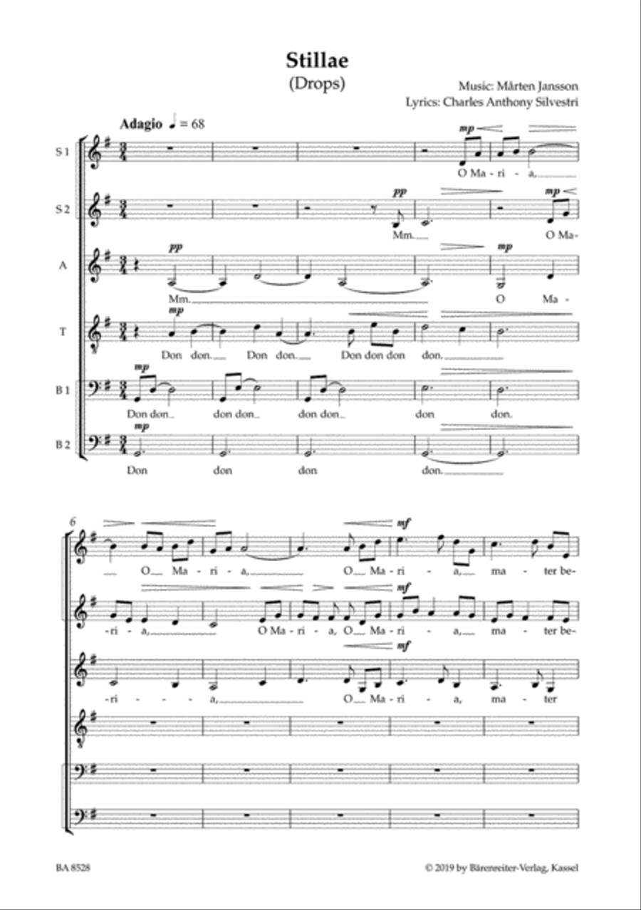 Stillae (Drops) for mixed choir (SSATB) SSATB scores gallery preview page 2