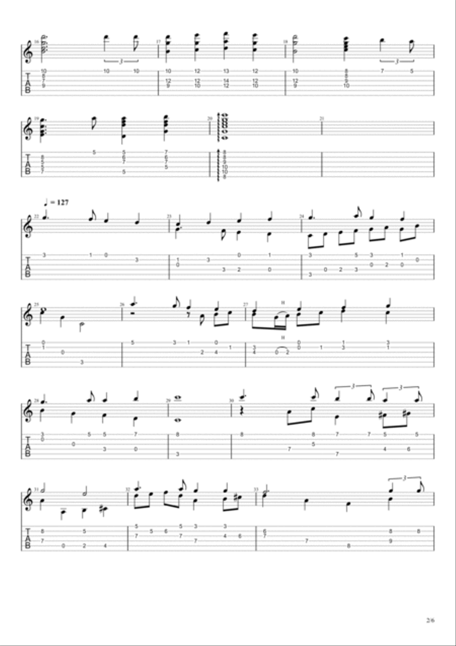 4 variations of the norwegian national hymn Acoustic Guitar scores gallery preview page 2