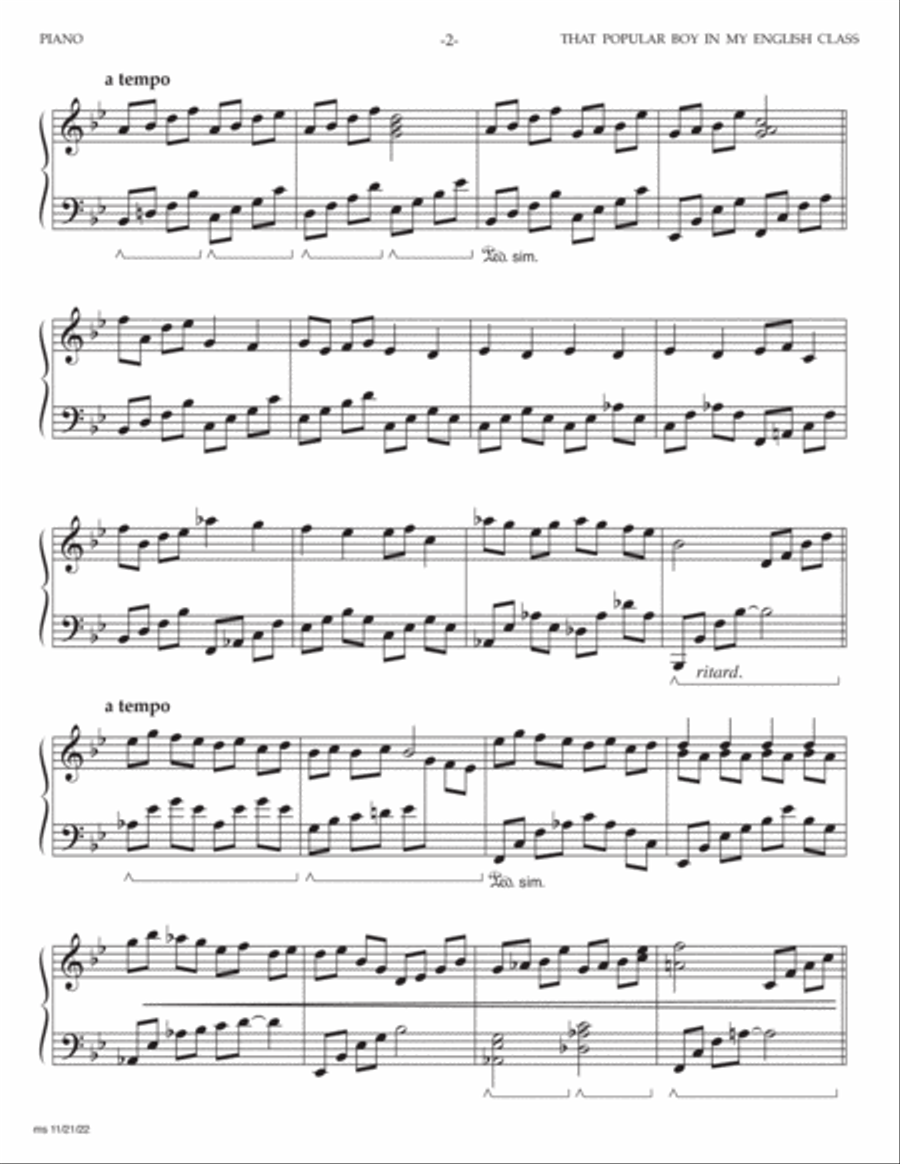 That Popular Boy In My English Class Piano scores gallery preview page 2