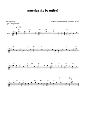 America The Beautiful - Oboe solo (+ CHORDS)
