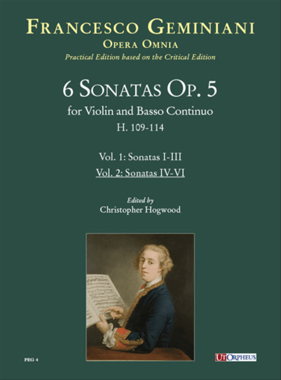 6 Sonatas Op. 5 (H. 109-114) for Violin and Basso Continuo - Vol. 2: Sonatas IV-VI Violin scores gallery preview page 1