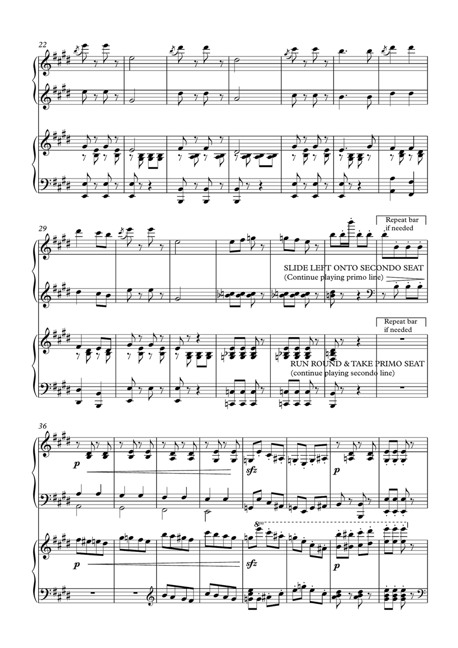 Tritsch Tratsch Polka by Johann Strauss, arranged as an "athletic piano duet" by Simon Peberdy image number null