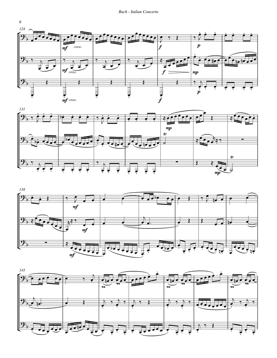 Italian Concerto BWV 971 for Tuba Trio Brass Trio scores gallery preview page 6