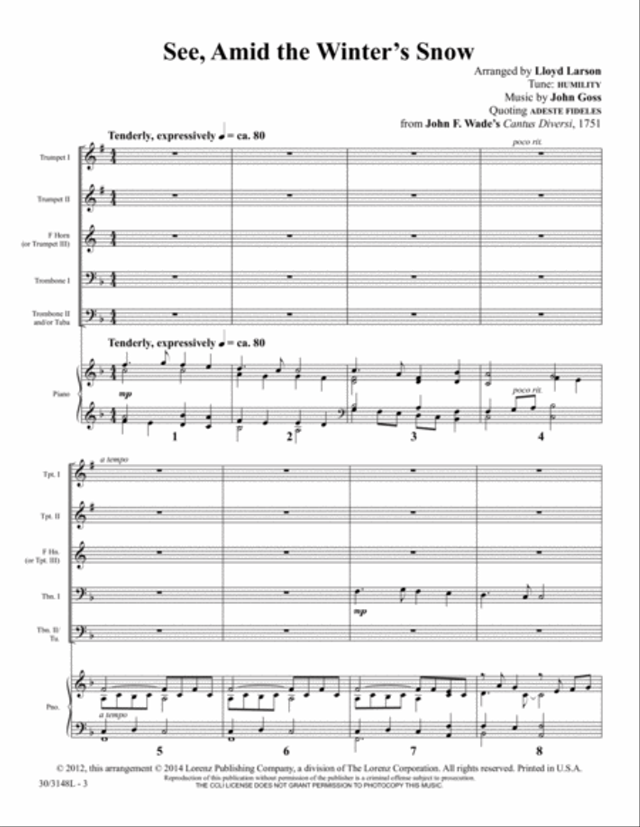 See, Amid the Winter's Snow Brass Ensemble scores gallery preview page 3