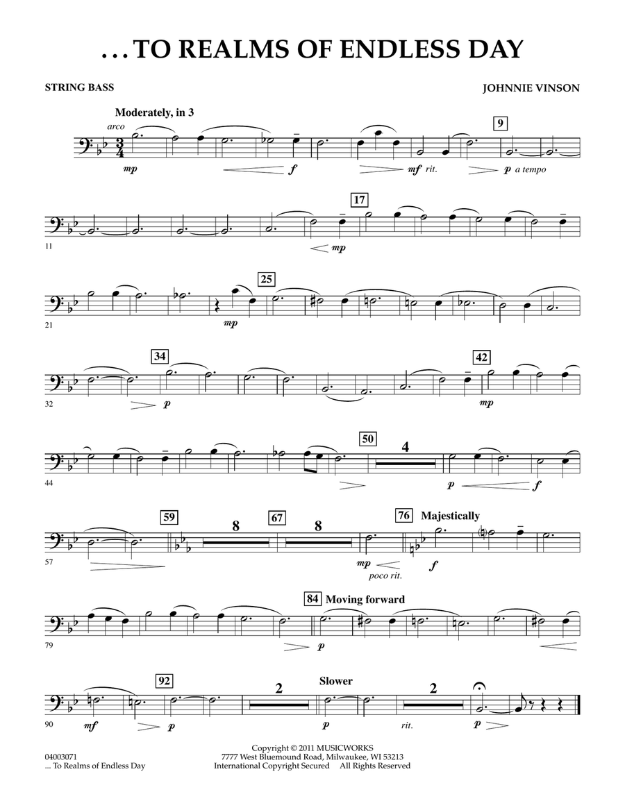 ...To Realms Of Endless Day - String Bass Concert Band scores gallery preview page 1
