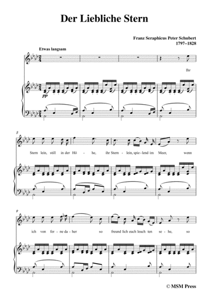 Schubert-Der Liebliche Stern,in A flat Major,for Voice&Piano image number null