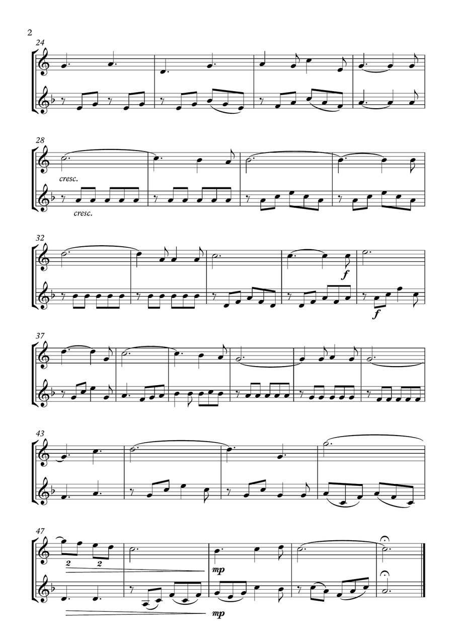 O Holy Night. Duet for Trumpet in Bb and Horn in F Brass Duet scores gallery preview page 2