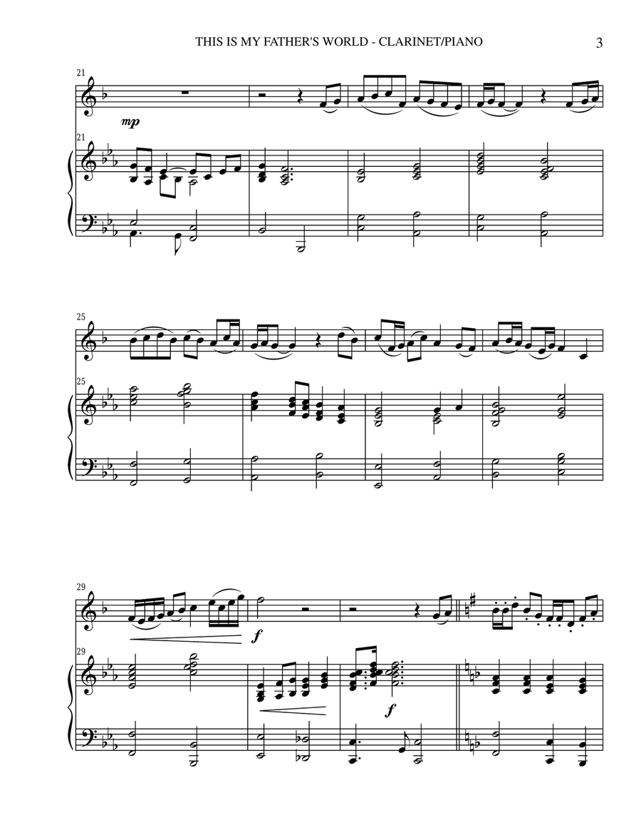 THREE HYMN ARRANGEMENTS for Bb CLARINET and PIANO (Duet – Clarinet/Piano with Clarinet Part) image number null