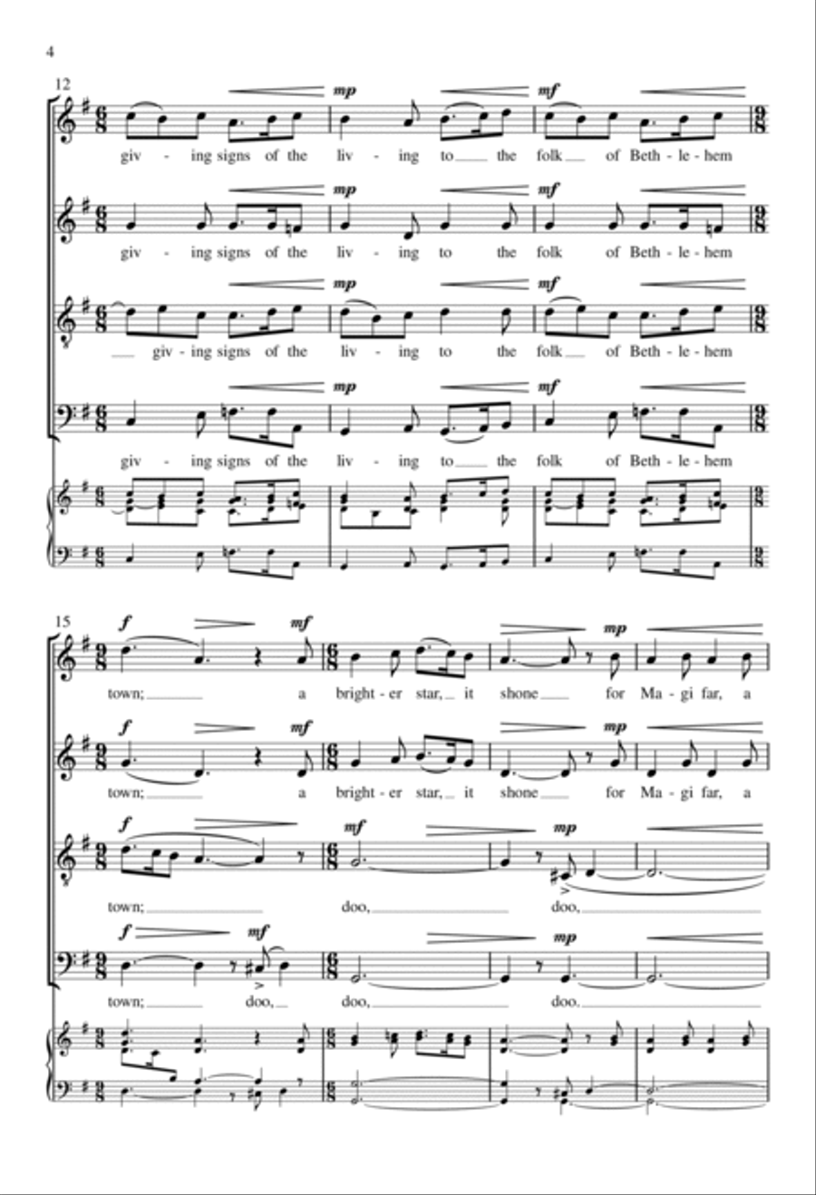 Carol of the Bagpipers Carol of the Bagpipers 4-Part scores gallery preview page 3
