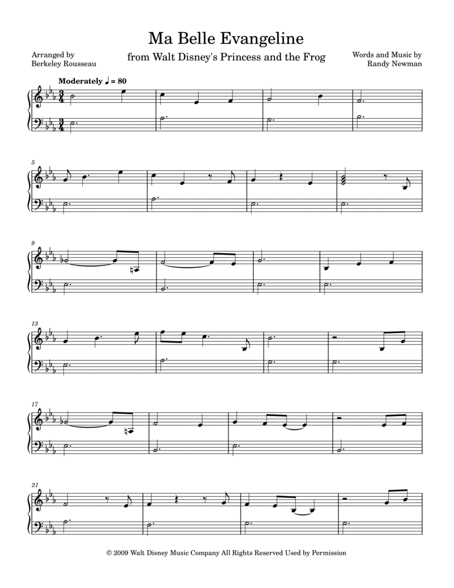 Ma Belle Evangeline Ma Belle Evangeline Easy Piano scores gallery preview page 1