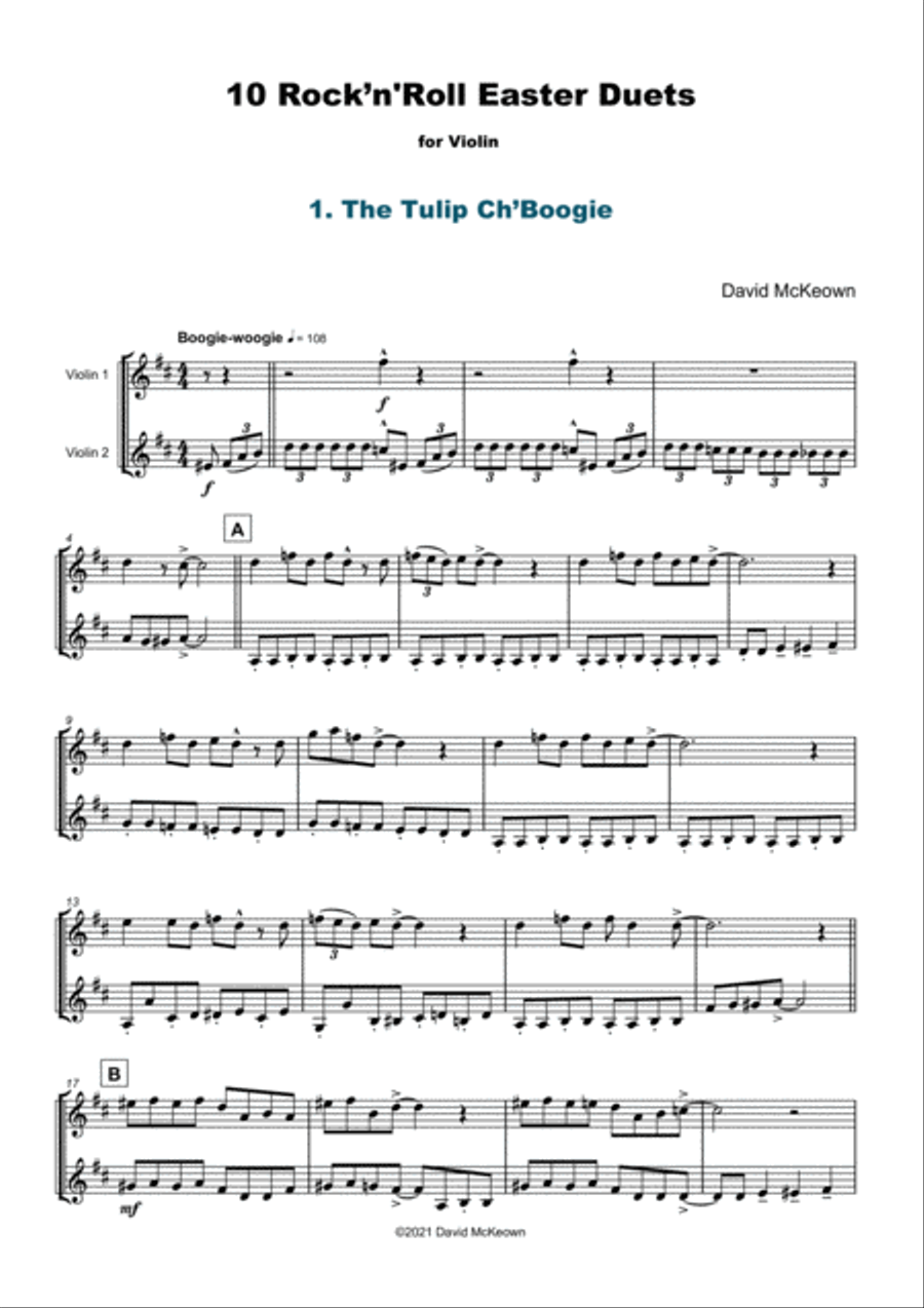 10 Easter Rock'n'Roll Duets for Violin String Duet scores gallery preview page 3