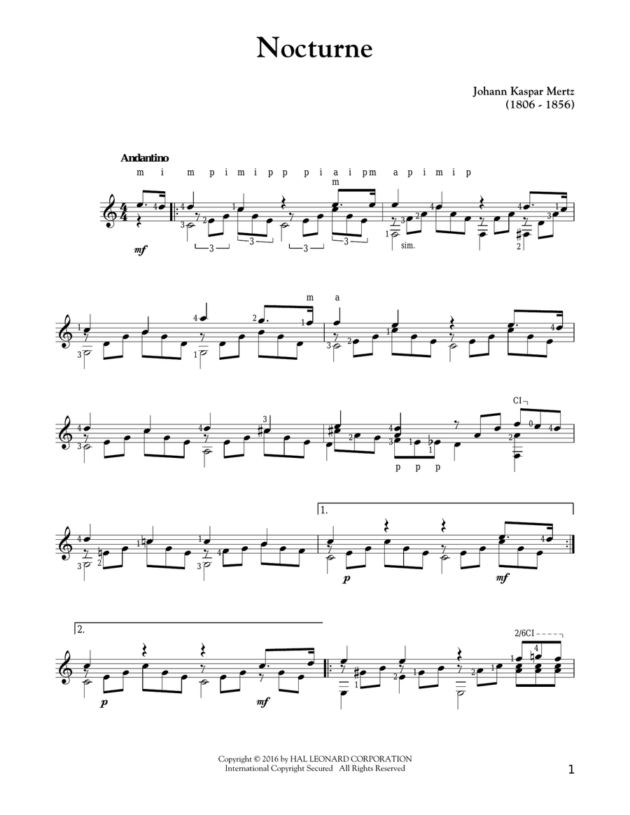 Nocturne Acoustic Guitar scores gallery preview page 1