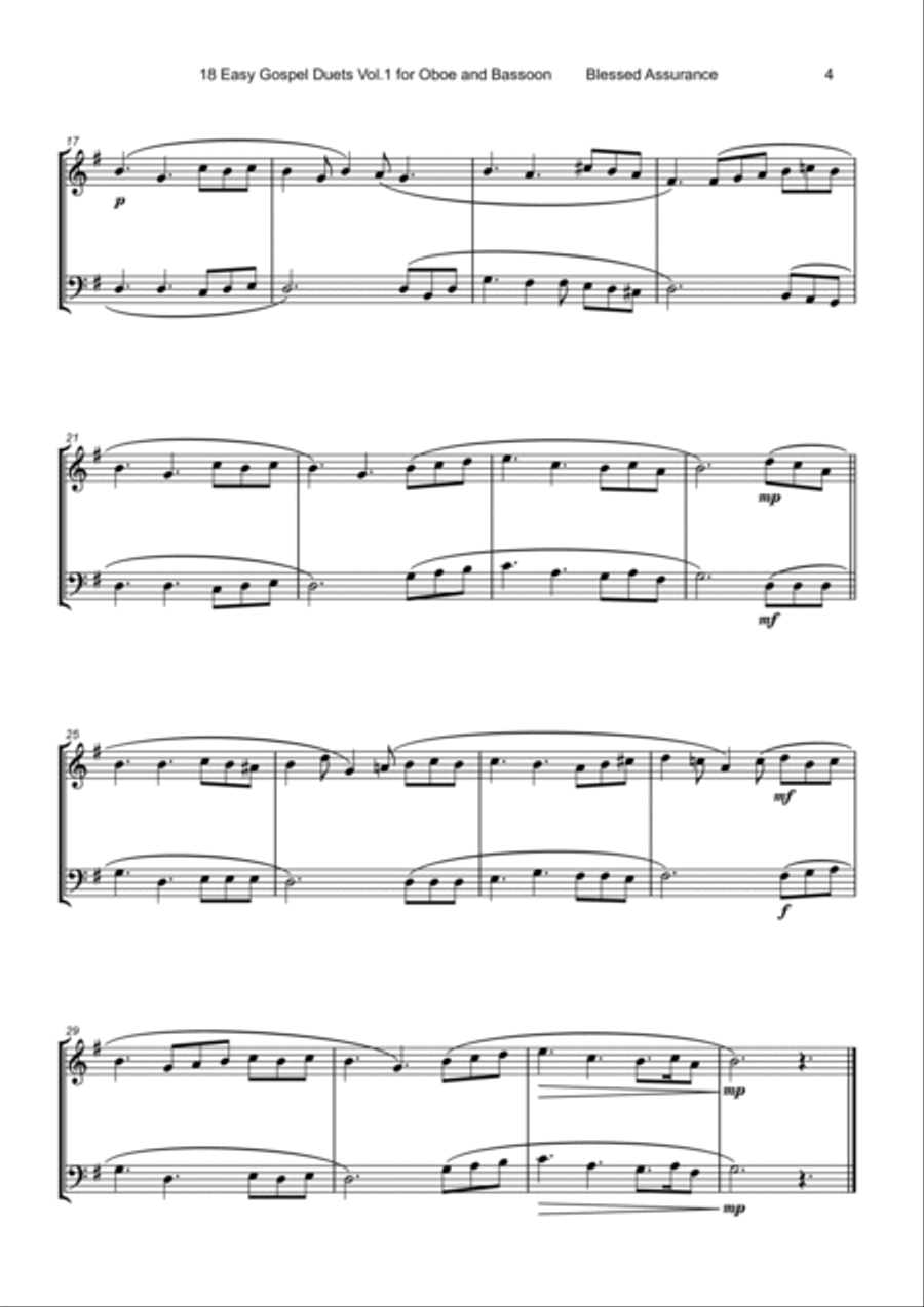 18 Easy Gospel Duets Vol.1 for Oboe and Bassoon Woodwind Duet scores gallery preview page 6