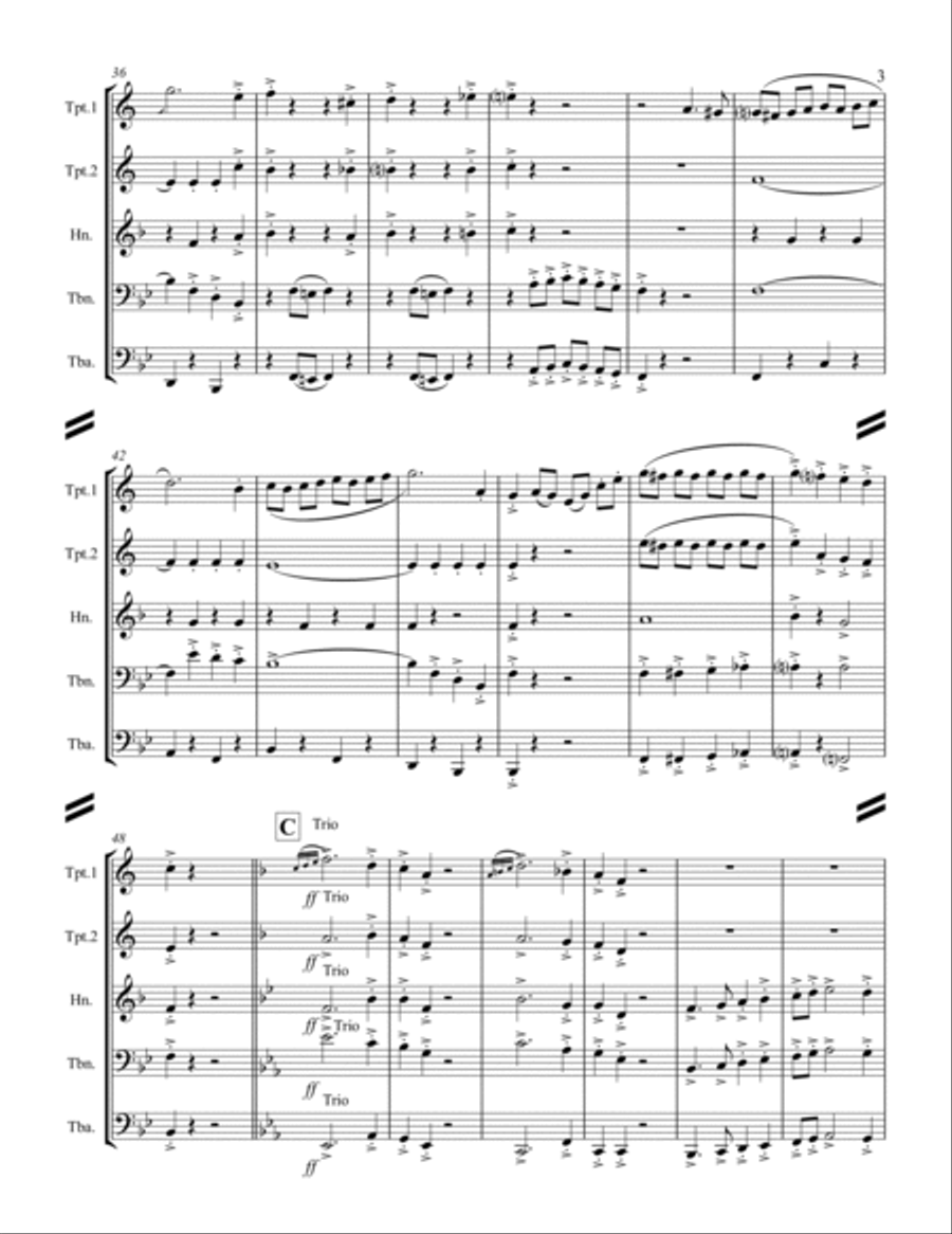 March – “Bravura” (for Brass Quintet) Brass Quintet scores gallery preview page 4
