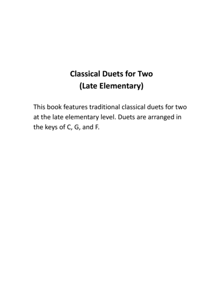 Classical Duets for Two (late elementary duets) image number null