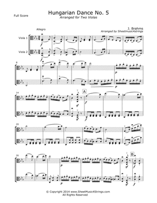 Brahms, J. - Hungarian Dance No.5 for Two Violas