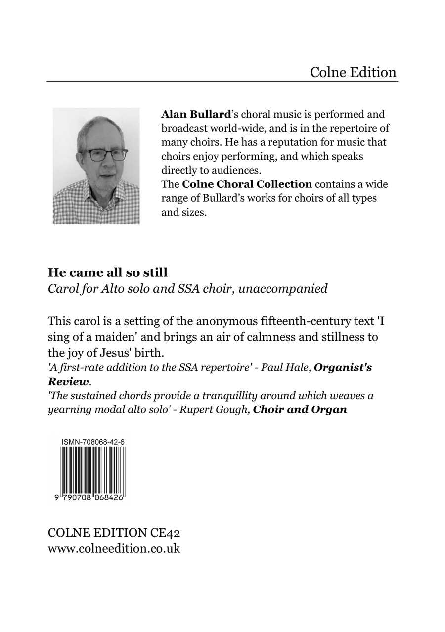 He came all so still (carol for upper voices with Alto solo) SSAA scores gallery preview page 2
