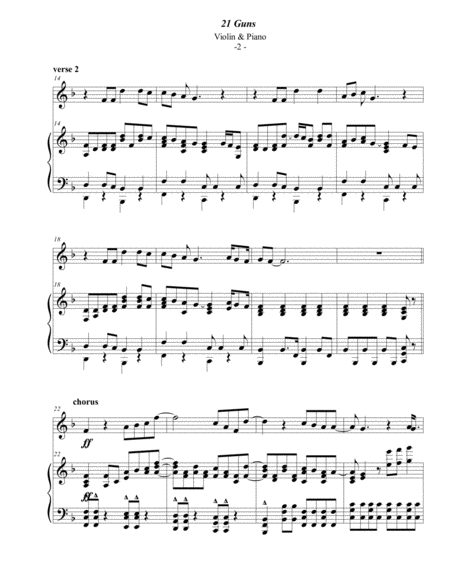 Green Day: 21 Guns for Violin & Piano image number null