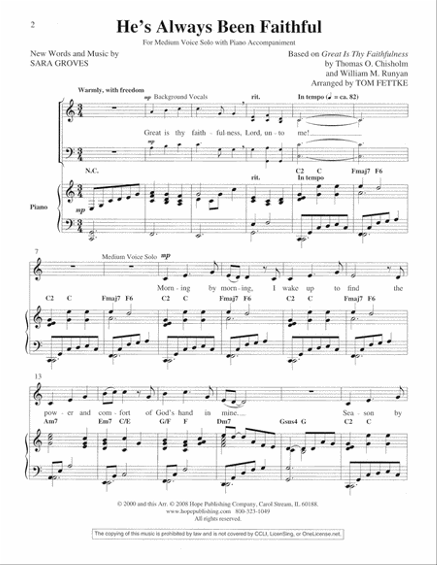 He's Always Been Faithful Medium Voice scores gallery preview page 2
