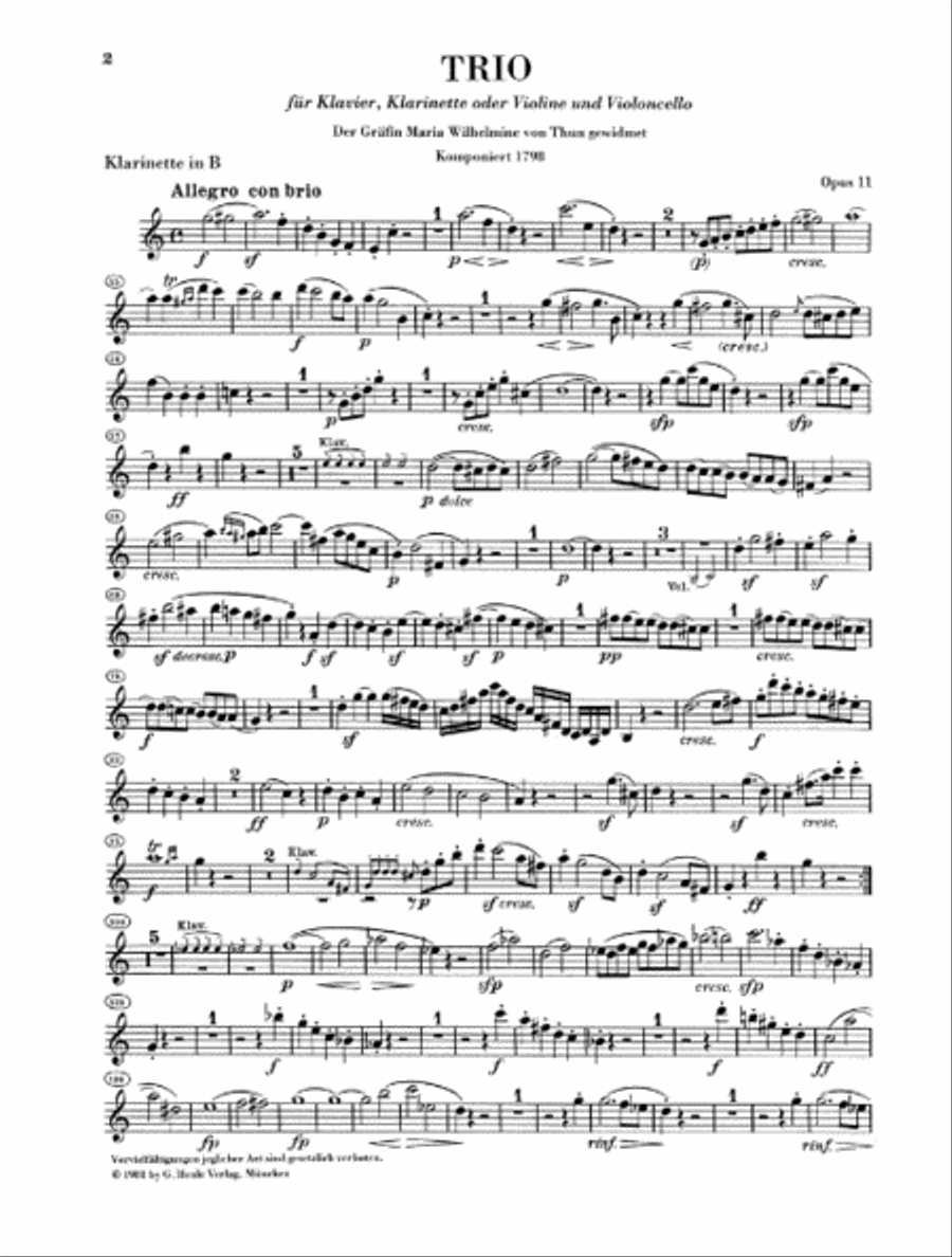 Clarinet Trios B Flat Major Op. 11 and E Flat Major Op. 38