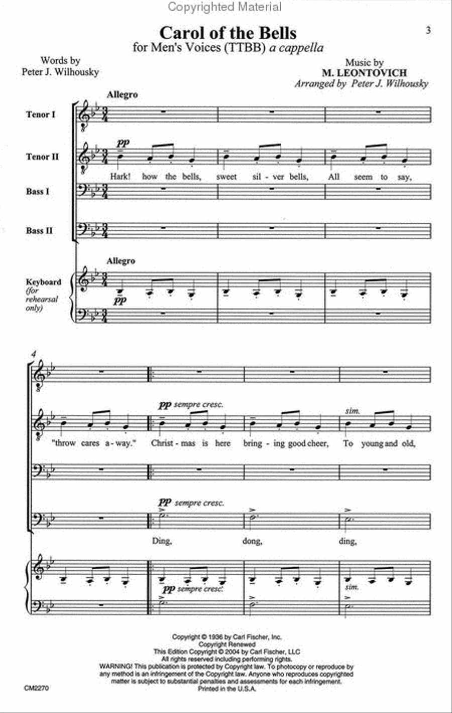 Carol of the Bells Carol of the Bells TTBB scores gallery preview page 2