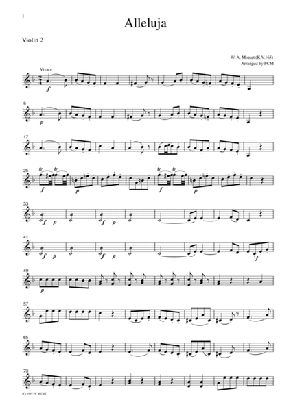 Mozart Alleluja, for string quartet, CM002 image number null