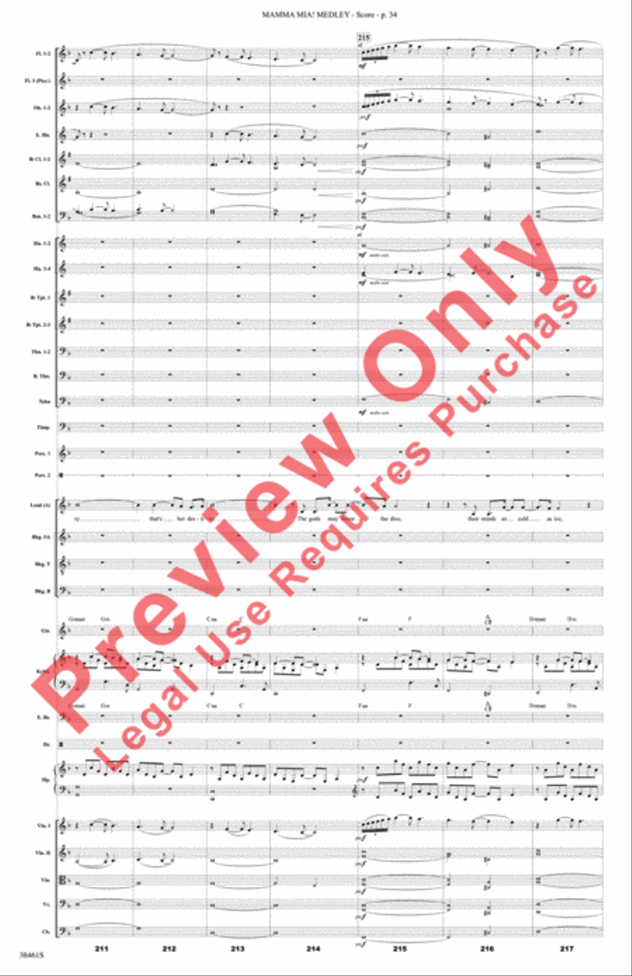 Mamma Mia! Medley Full Orchestra scores gallery preview page 35