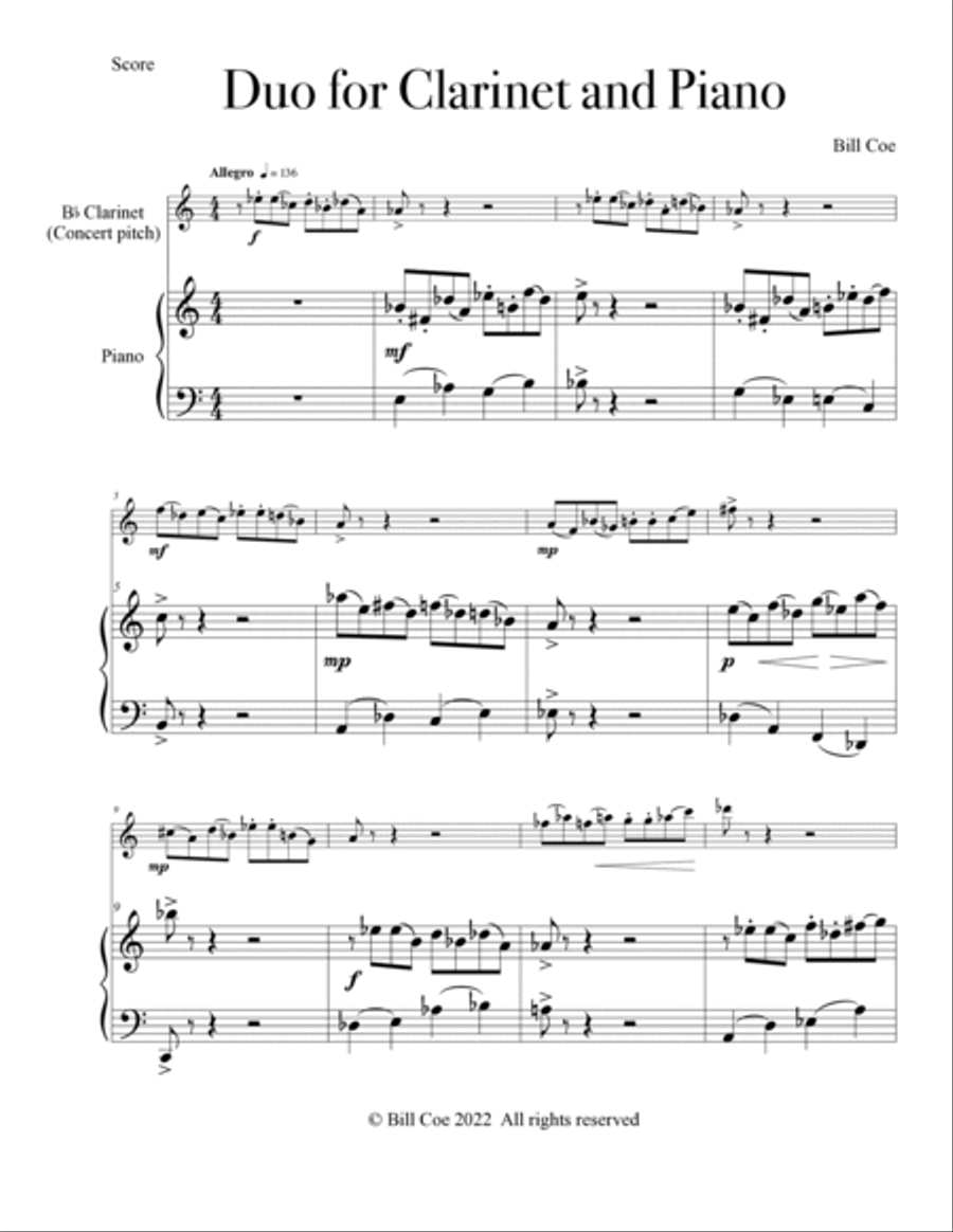 Duo for Clarinet and Piano Woodwind Duet scores gallery preview page 2