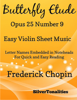Book cover for Butterfly Etude Opus 25 Number 9 Easy Violin Sheet Music